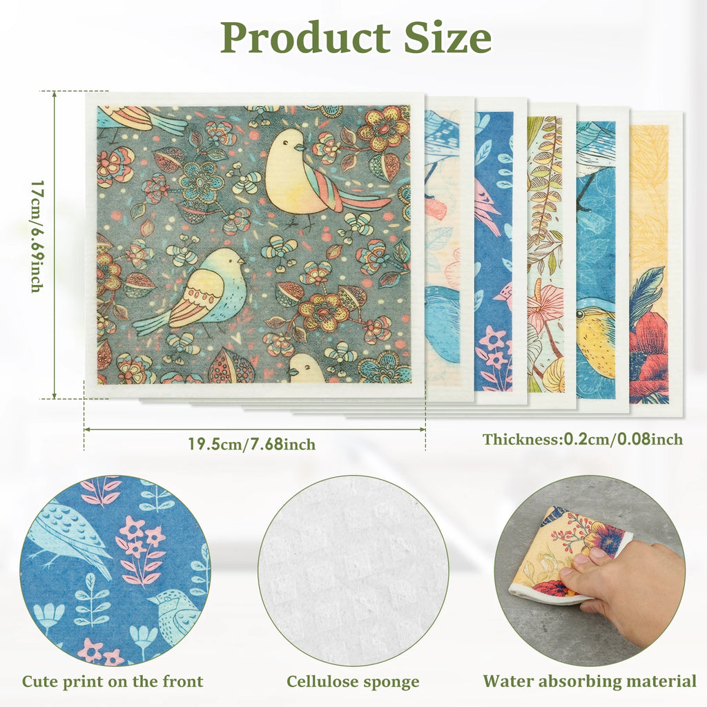 Cotton & Cellulose Kitchen Dishcloths — Soft Absorbent Cleaning Cloths