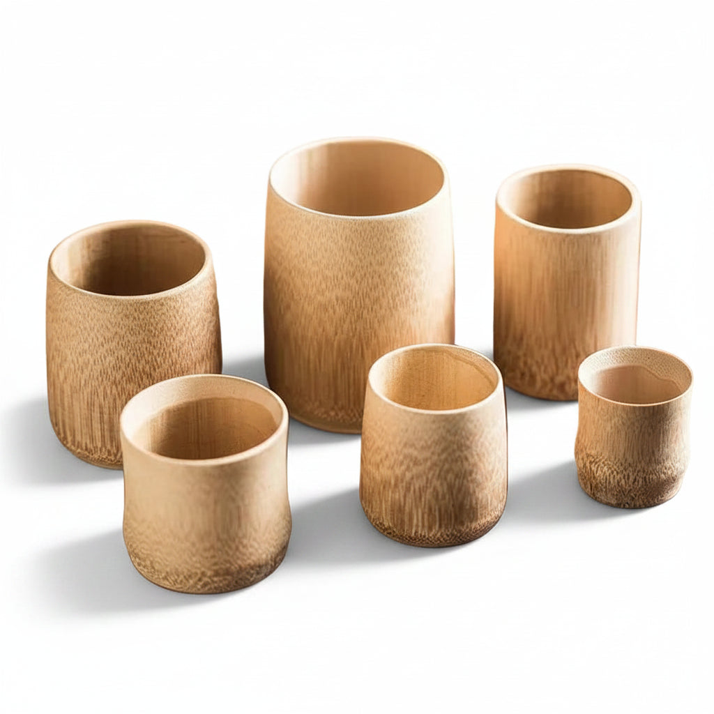 Japan-Style Carved Bamboo Cup — Handmade Tea, Coffee & Beer Mug