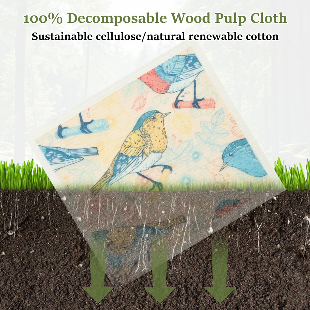 Cotton & Cellulose Kitchen Dishcloths — Soft Absorbent Cleaning Cloths