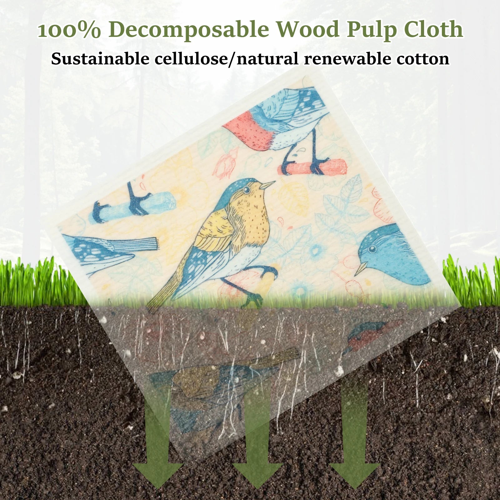 Cotton & Cellulose Kitchen Dishcloths — Soft Absorbent Cleaning Cloths