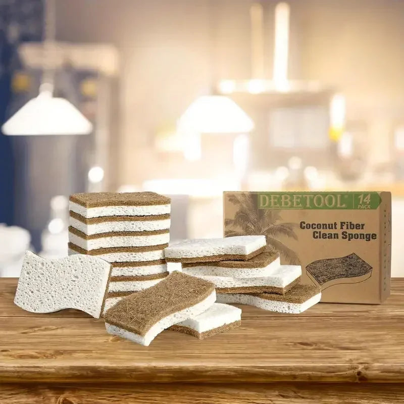 Natural Cellulose & Coconut Kitchen Sponge — Dish Scrubber Pack