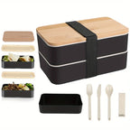 Japanese-Style Wooden Lunch Box — Leak-Proof Portable Bento