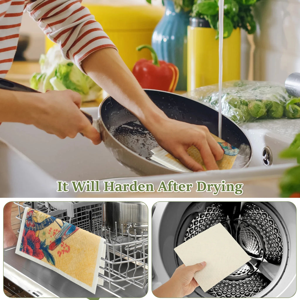 Cotton & Cellulose Kitchen Dishcloths — Soft Absorbent Cleaning Cloths