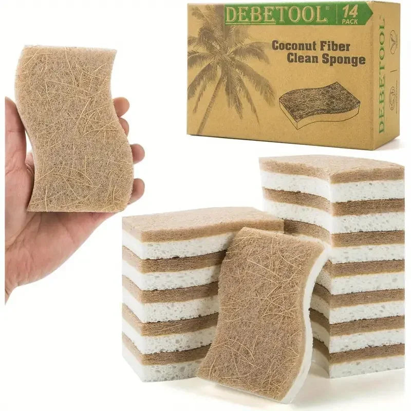 Natural Cellulose & Coconut Kitchen Sponge — Dish Scrubber Pack
