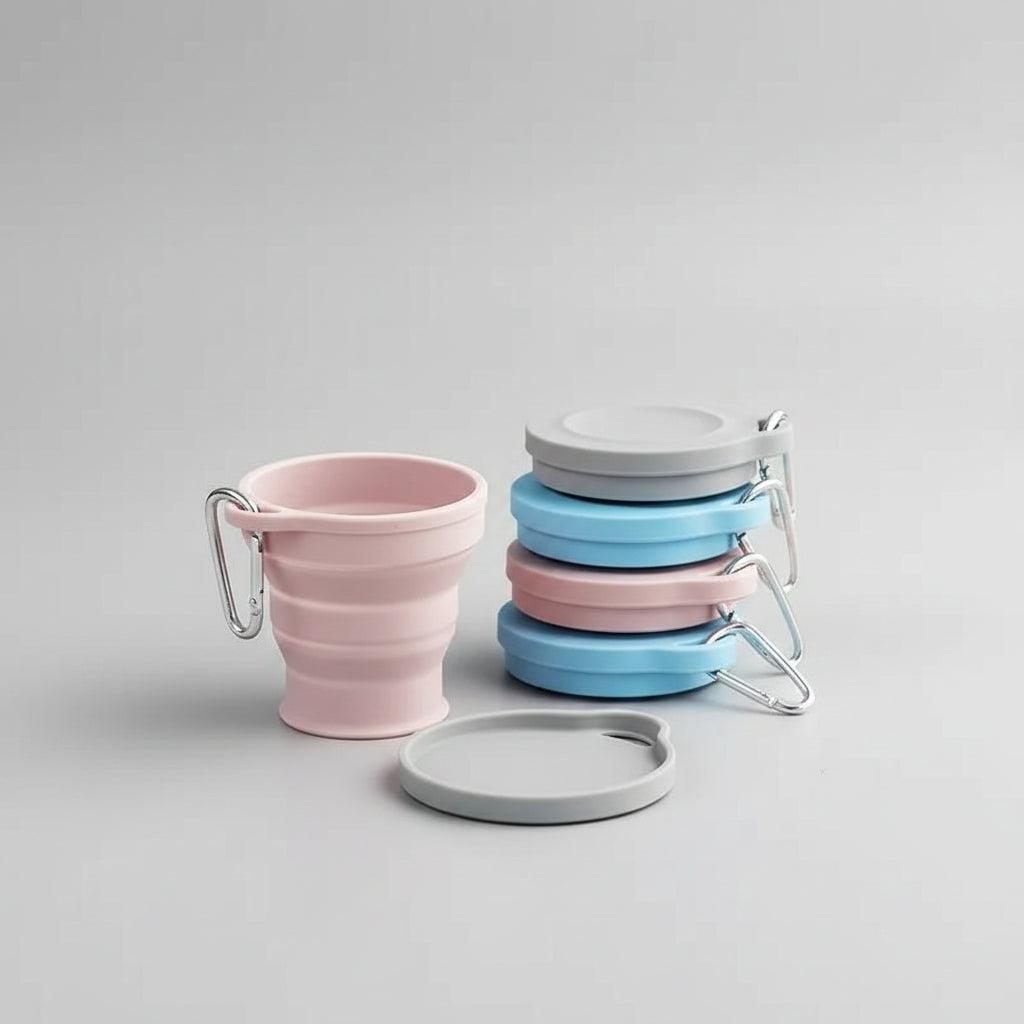 Collapsible Silicone Travel Cup — Portable Folding Cup with Hook