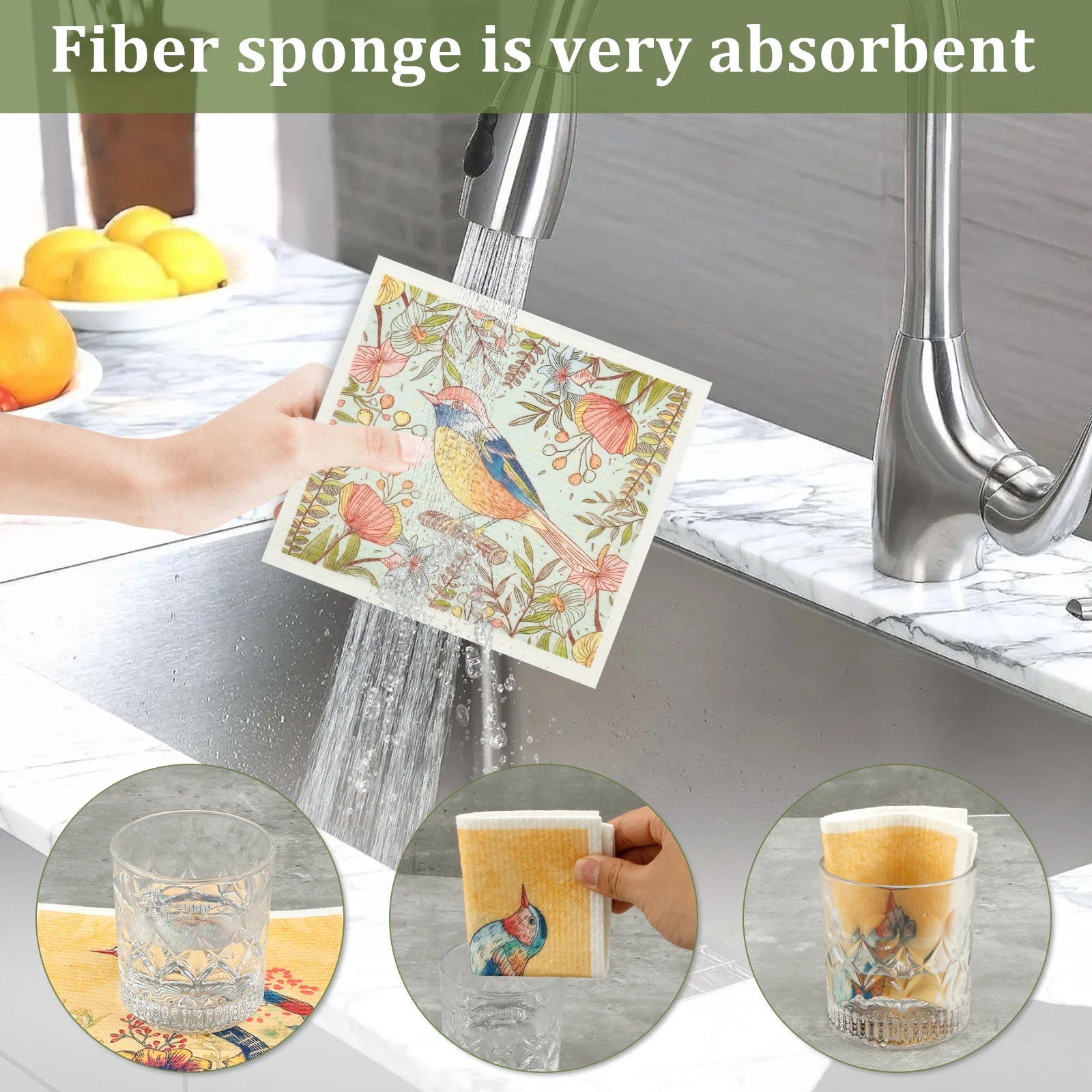Cotton & Cellulose Kitchen Dishcloths — Soft Absorbent Cleaning Cloths