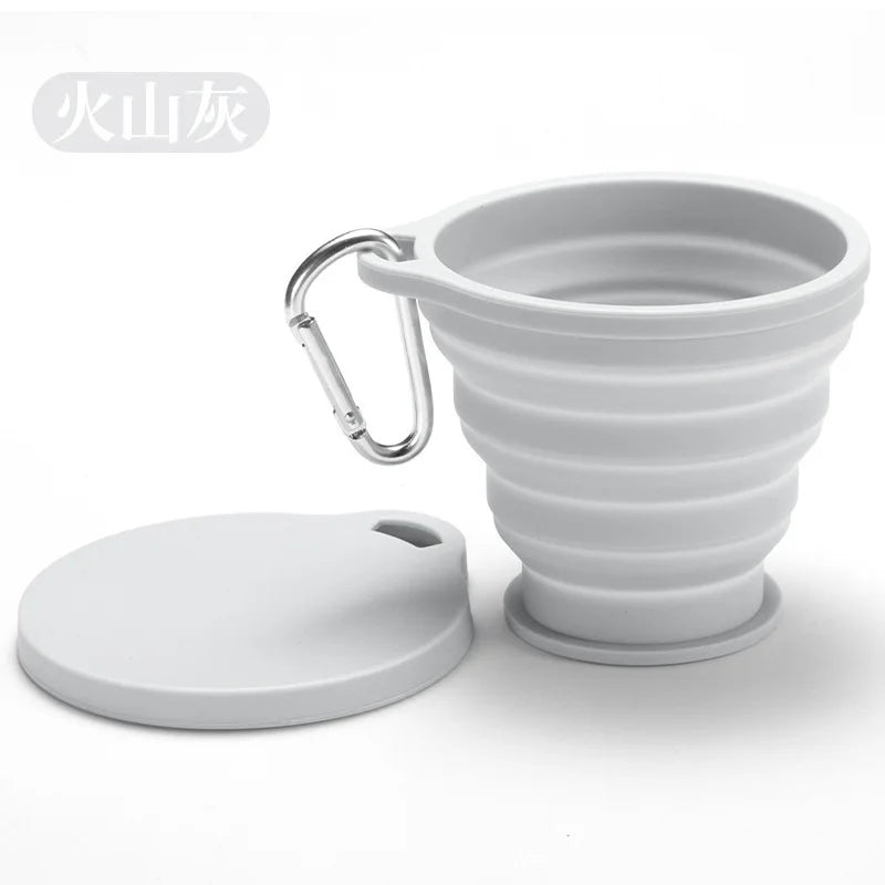 Collapsible Silicone Travel Cup — Portable Folding Cup with Hook