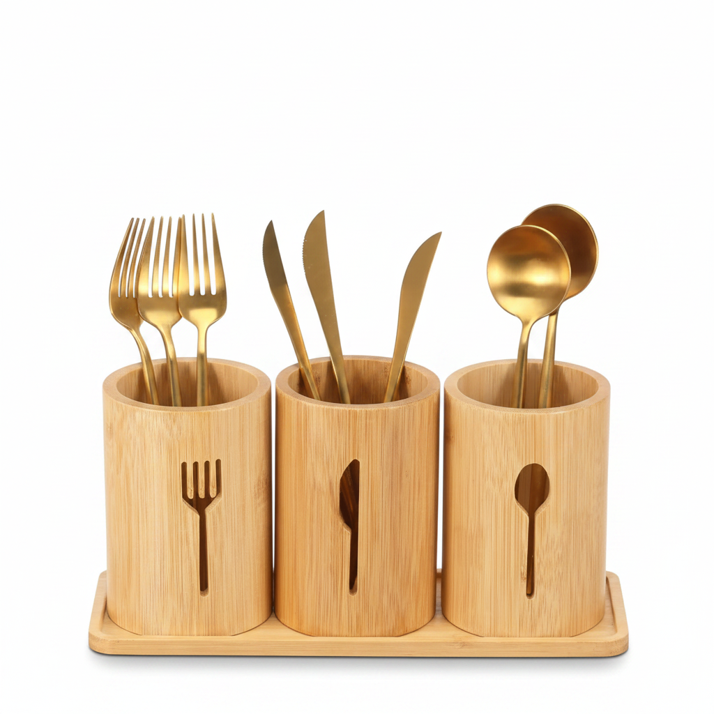 White Studio - Bamboo Utensil Holder Image 5